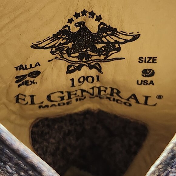 El General Caiman Alligator Cowboy Boots Eagle Western Gator Cowboy Boots Size 9 - Picture 13 of 15